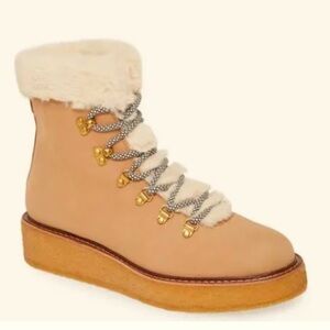 J. CREW Nubuck Nordic Crepe Sole Wedged Lace Up Winter Bootie Size 12